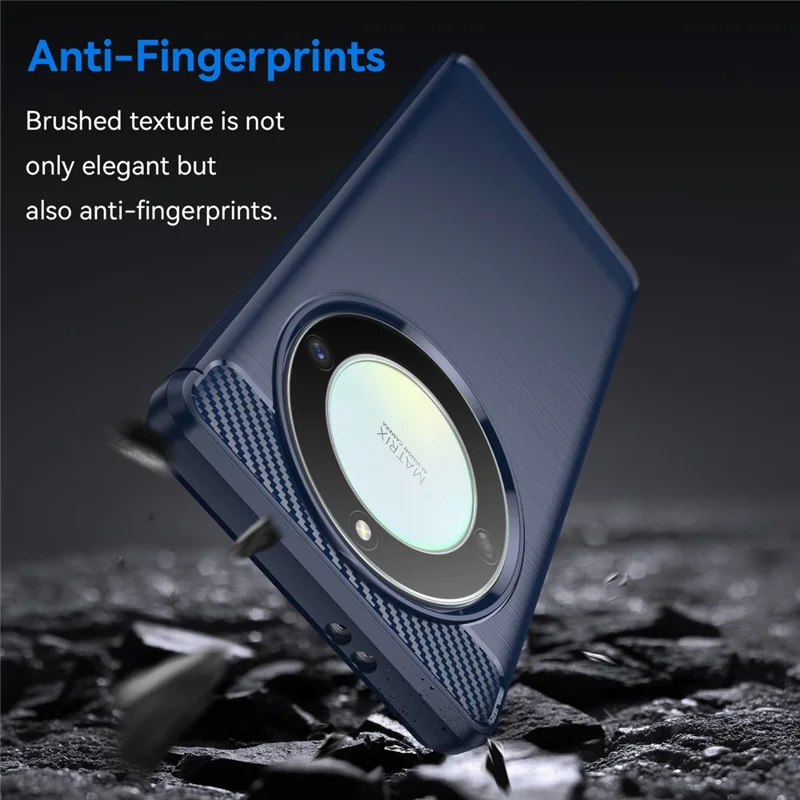 For Honor X9a 5G / X40 5G / Magic5 Lite 5G Carbon Fiber Texture Phone TPU Case Brushed Phone Cover - Blue