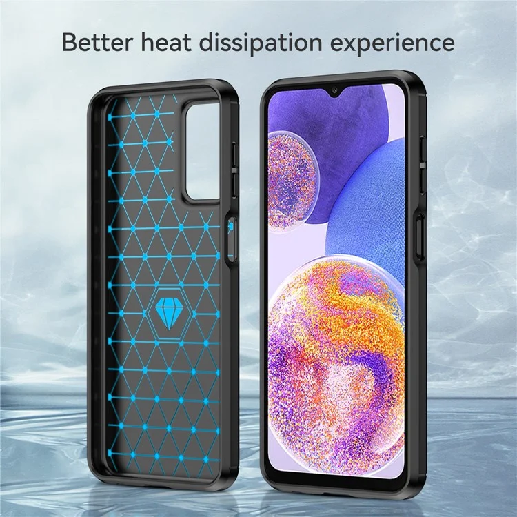 Phone Case for Samsung Galaxy A23 4G / 5G (Global Version) , Carbon Fiber Texture Brushed TPU Cover - Black