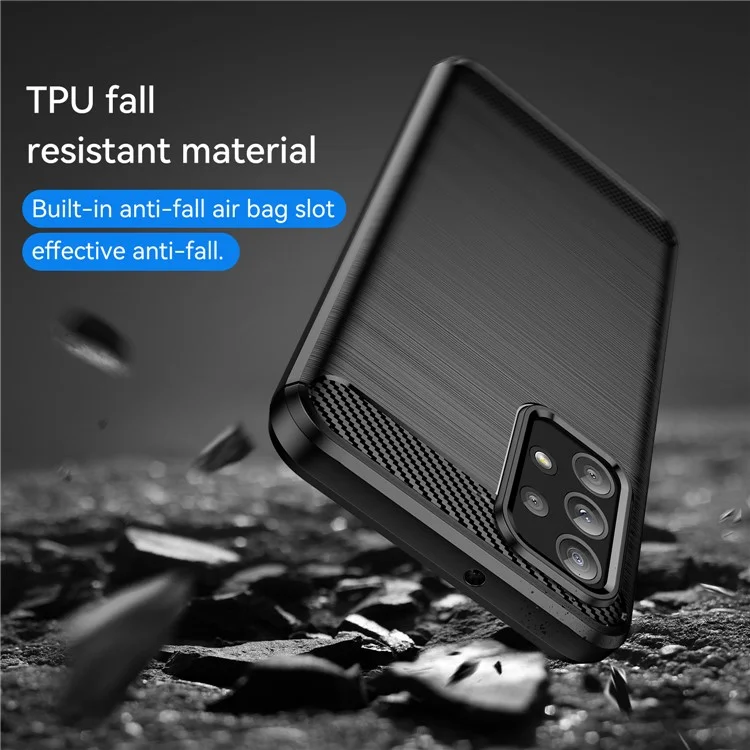 Phone Case for Samsung Galaxy A23 4G / 5G (Global Version) , Carbon Fiber Texture Brushed TPU Cover - Black