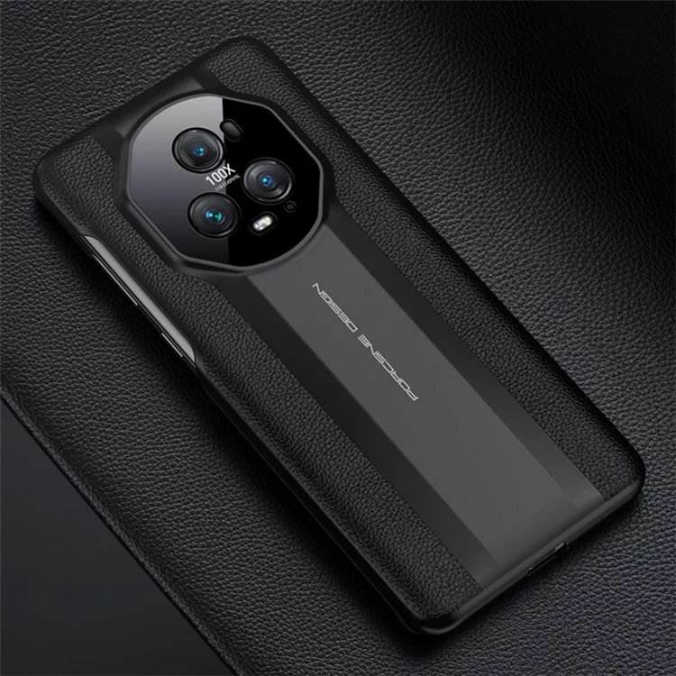 Pour Honor Magic5 Pro Authentine Cuir + PC Téléphone Protection de Camer - Noir
