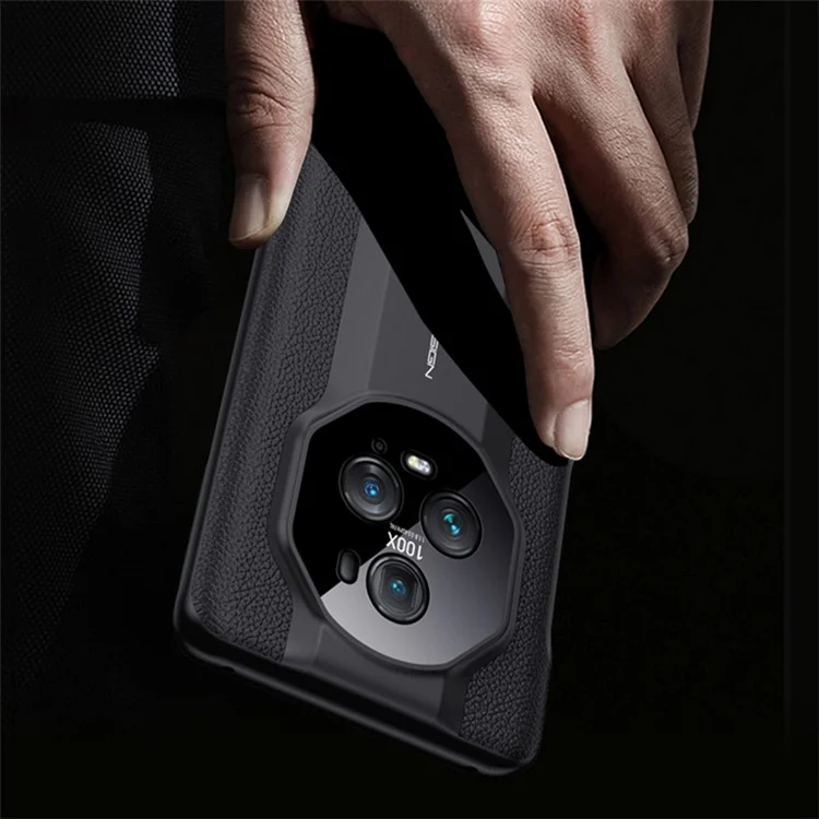 Pour Honor Magic5 Pro Authentine Cuir + PC Téléphone Protection de Camer - Noir