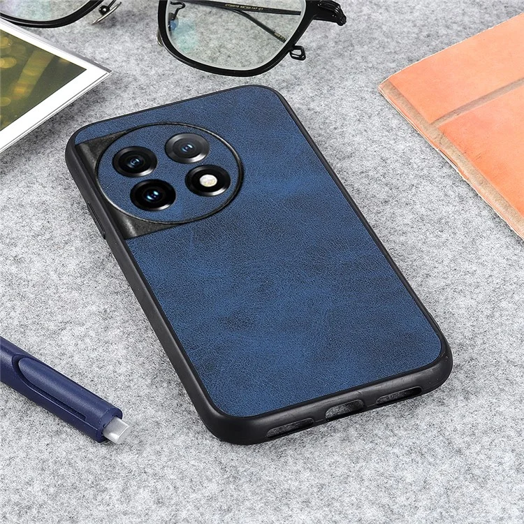 Für OnePlus Ace 2 5G / 11R 5G Handyhülle PC+TPU+PU-Leder Kuhfell Textur Rückseite - Blau