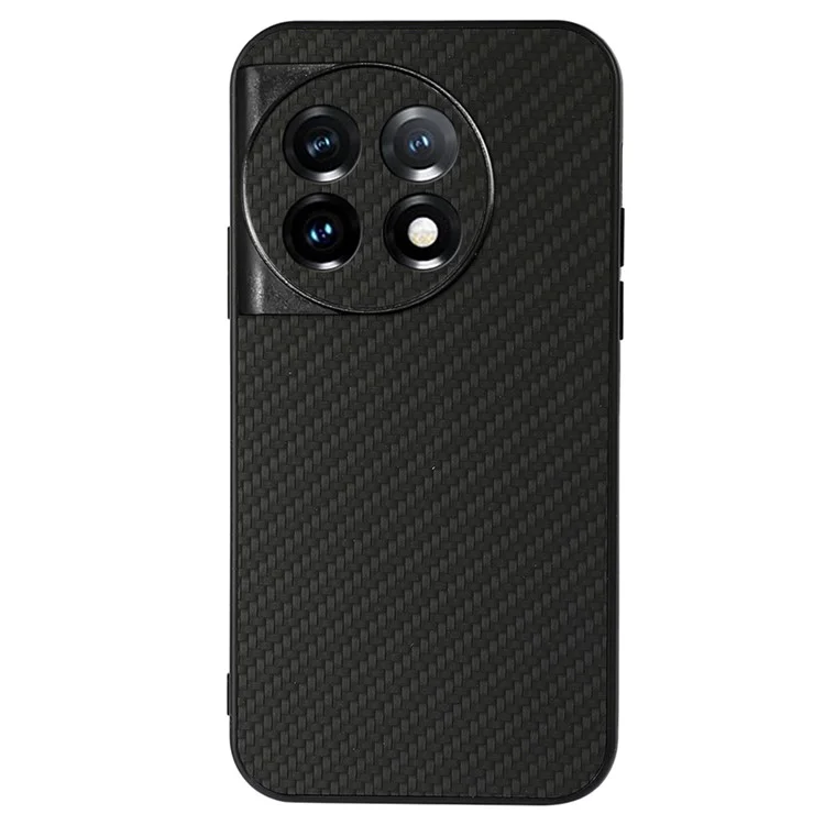 Per OnePlus Ace 2 5G / 11R 5G Custodia in pelle sintetica TPU a prova di caduta con texture in fibra di carbonio - Nero