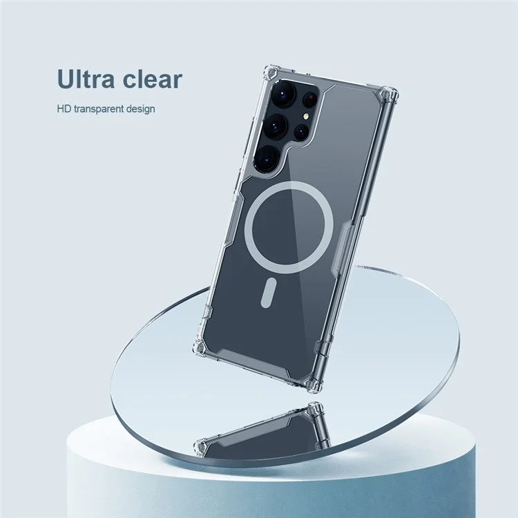 NILLKIN Nature Pro Series for Samsung Galaxy S23 Ultra Magnetic Clear Phone Case PC+TPU Mobile Phone Cover