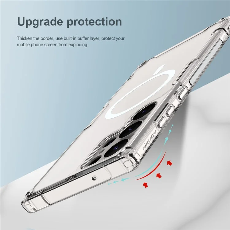 NILLKIN Nature Pro Series for Samsung Galaxy S23 Ultra Magnetic Clear Phone Case PC+TPU Mobile Phone Cover