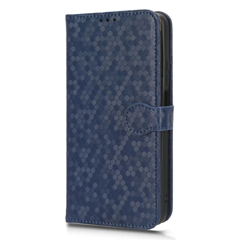 For Realme C55 4G Dot Pattern Imprinted Phone Stand Case PU Leather Wallet Phone Cover - Dark Blue