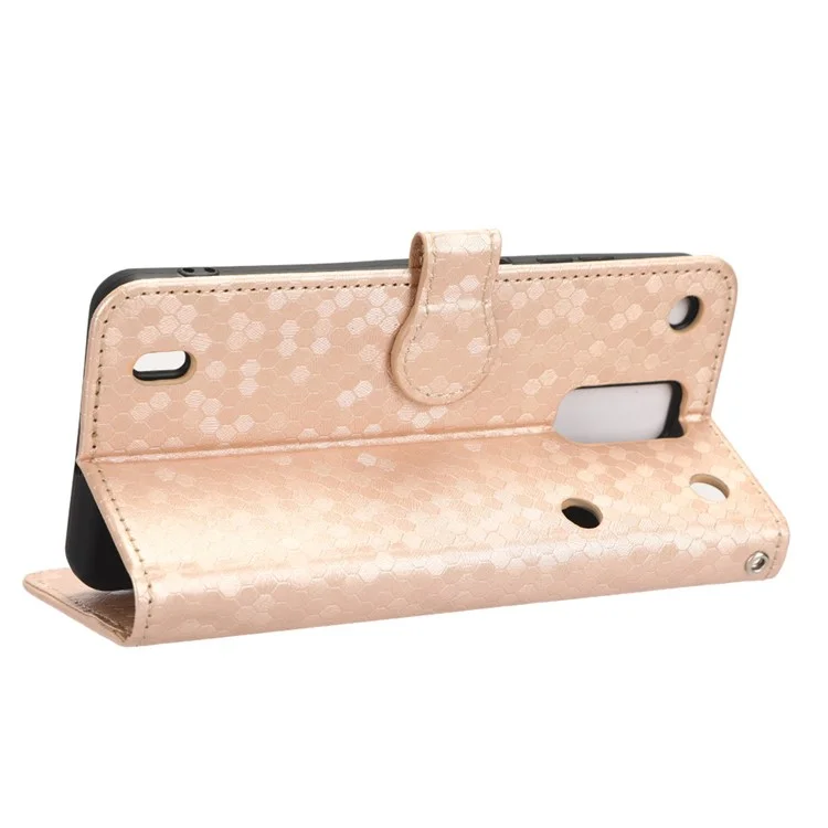 Pour ZTE Blade A32 Stand Wallet Phone Case Dot Pattern Imprinted Leather Phone Cover - Rose Gold