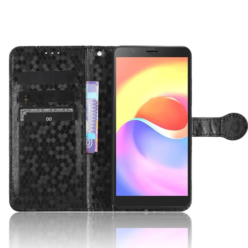 For ZTE Blade A32 Stand Wallet Phone Case Dot Pattern Imprinted Leather Phone Cover - Black