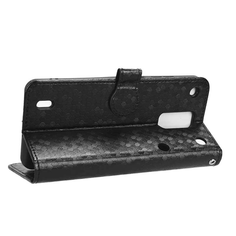 For ZTE Blade A32 Stand Wallet Phone Case Dot Pattern Imprinted Leather Phone Cover - Black