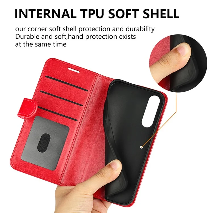 Para Sony Xperia 1 V Flip Stand Wallet Phone Case Crazy Horse Texture Leather Phone Cover Shell - Vermelho