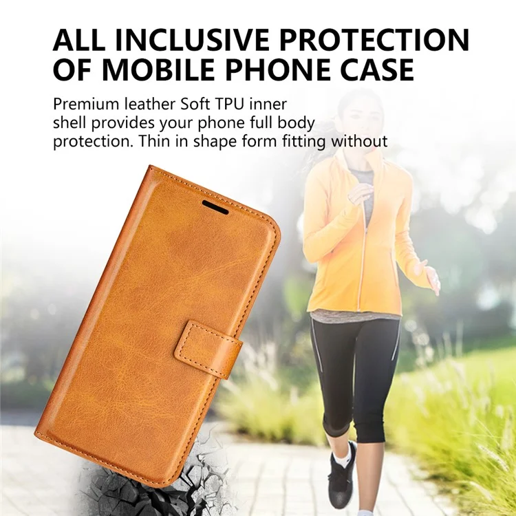 Leather Cell Phone Case For Sony Xperia 10 V , Wallet Square Magnetic Clasp Calf Texture Stand Phone Cover - Yellow