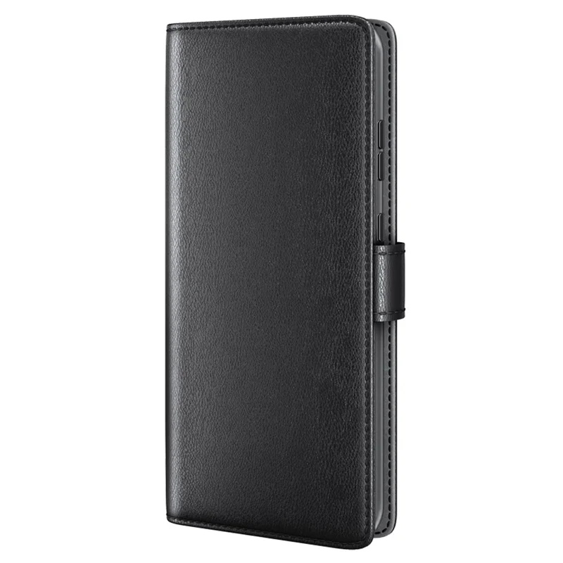 For Sony Xperia 10 V Case Genuine Split Leather Phone Cover with Wallet Stand - Black