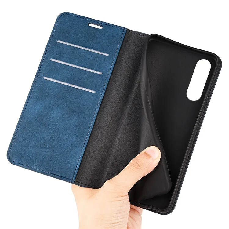 Protective Case for Sony Xperia 10 V Skin-touch Leather Phone Case Stand Wallet Phone Cover - Blue
