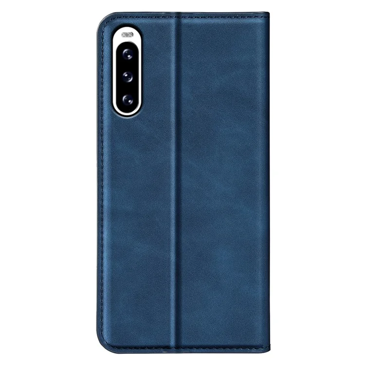 Protective Case for Sony Xperia 10 V Skin-touch Leather Phone Case Stand Wallet Phone Cover - Blue