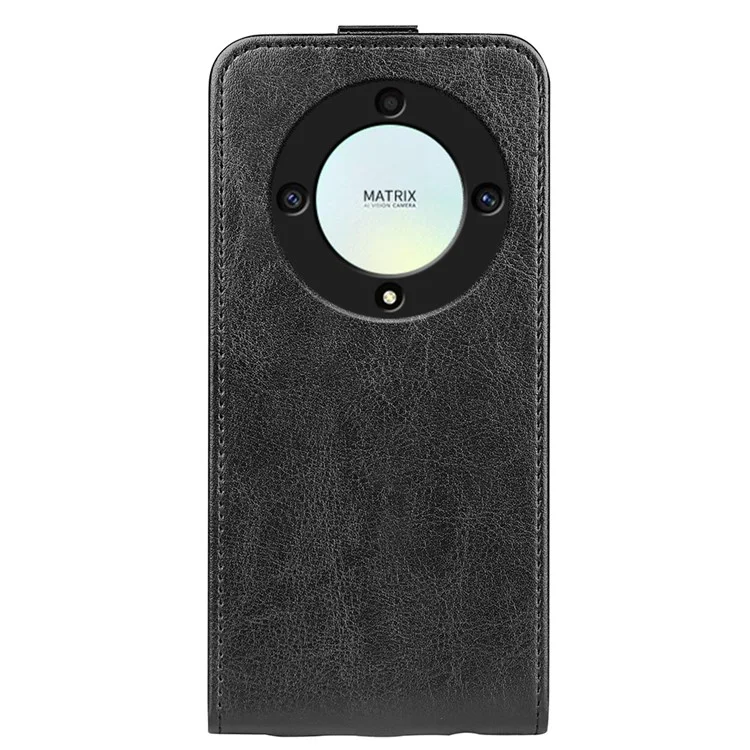 For Honor X9a 5G Custodia portacarte telefono Texture pelle di cavallo Crazy Flip verticale - Nero 