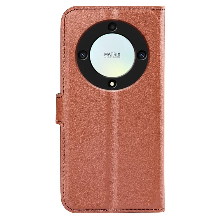 Capa de Couro com Suporte e Carteira para Celular For Honor X9a 5G - Marrom