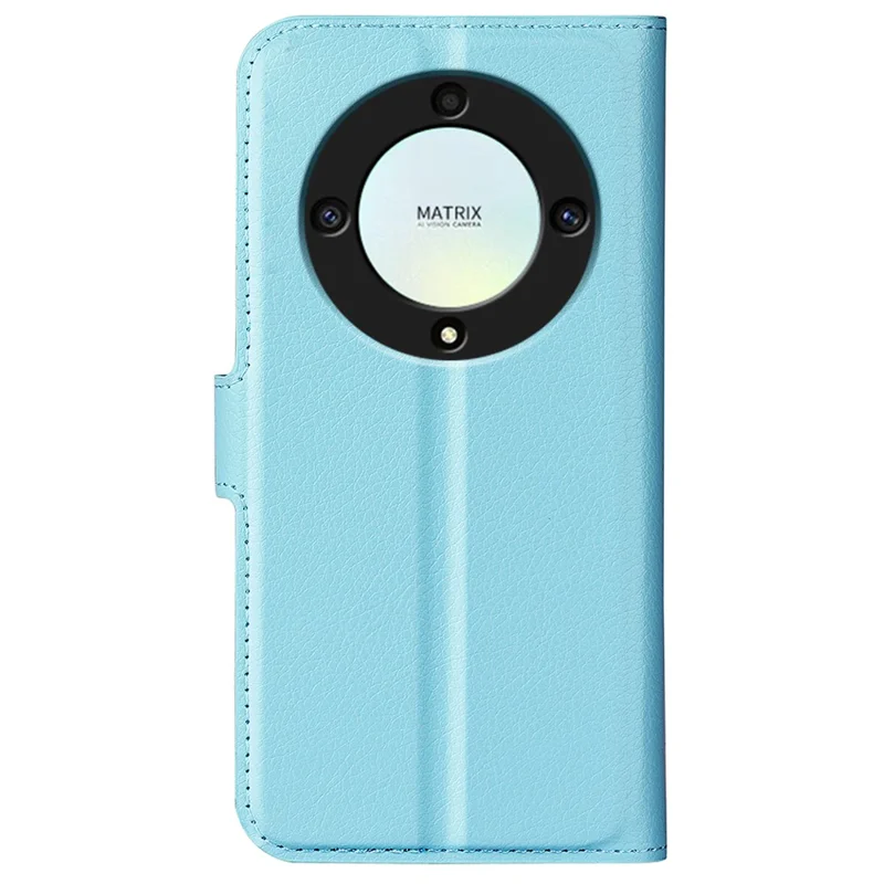 For Honor X9a 5G Leather Phone Case Stand Wallet Litchi Texture Full Protection Phone Cover - Blue
