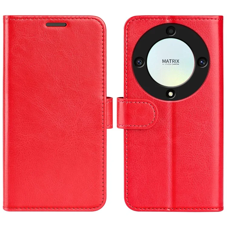 Stand Wallet Phone Case for Honor X9a 5G Crazy Horse Texture Anti-drop Leather Phone Cover - Red