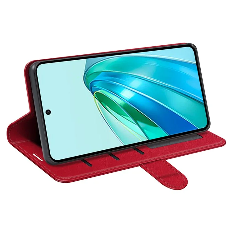 Stand Wallet Phone Case for Honor X9a 5G Crazy Horse Texture Anti-drop Leather Phone Cover - Red
