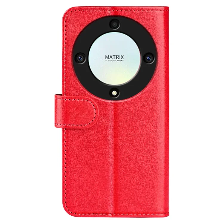 Stand Wallet Phone Case for Honor X9a 5G Crazy Horse Texture Anti-drop Leather Phone Cover - Red