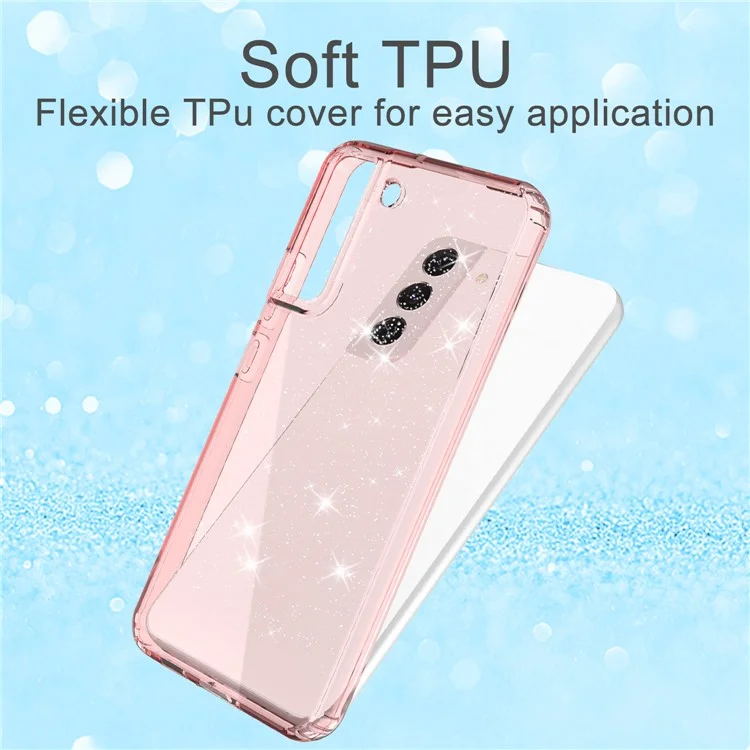 For Samsung Galaxy S23 Glitter Powder Phone Cover Clear Thickened TPU Phone Case - Transparent Pink