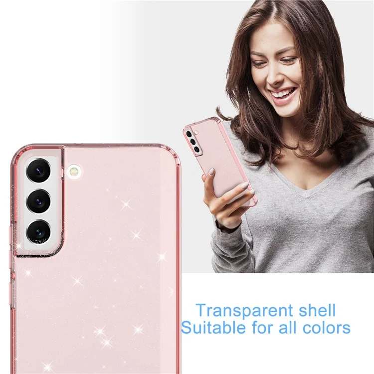 Für Samsung Galaxy S23 Glitter Powder Phone Cover Clear Thickened TPU Phone Case - Transparent Pink