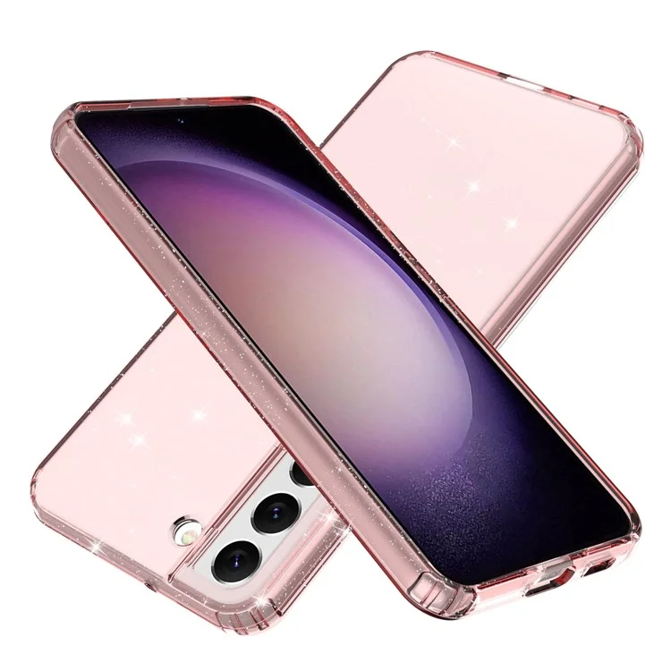 For Samsung Galaxy S23+ Mobile Phone Cover Thickened Glitter Powder Clear TPU Phone Case - Transparent Pink