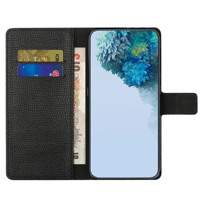 For Xiaomi Redmi Note 12 4G Phone Cover Litchi Texture Phone Wallet Book Stand Phone Case - Black