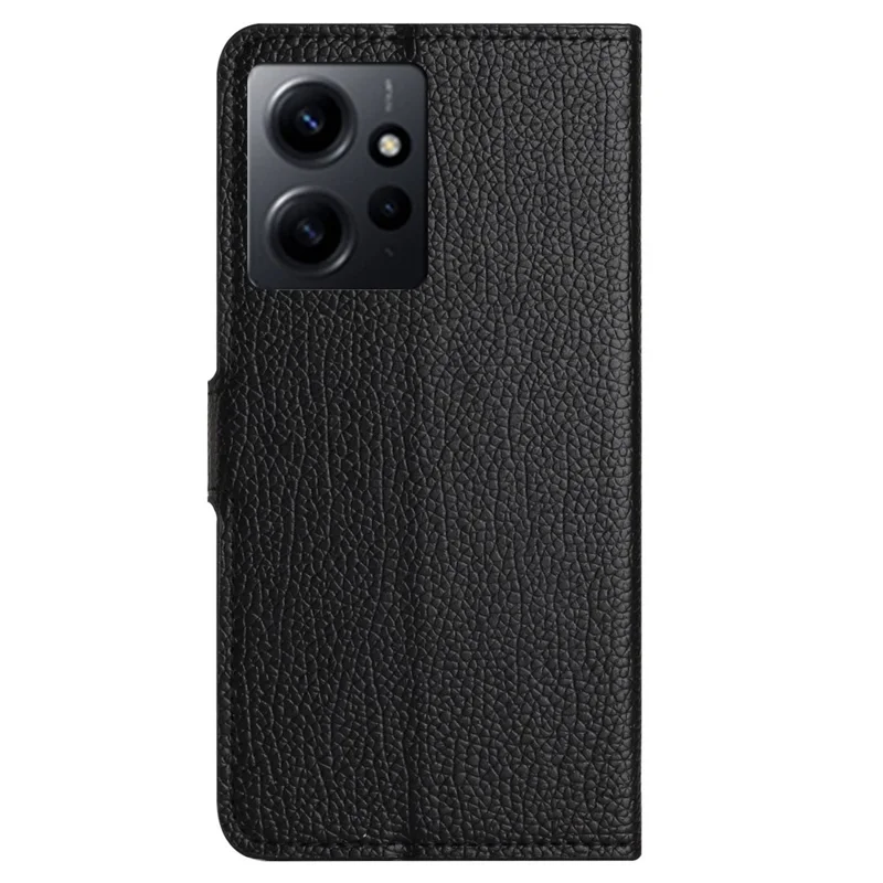 For Xiaomi Redmi Note 12 4G Phone Cover Litchi Texture Phone Wallet Book Stand Phone Case - Black