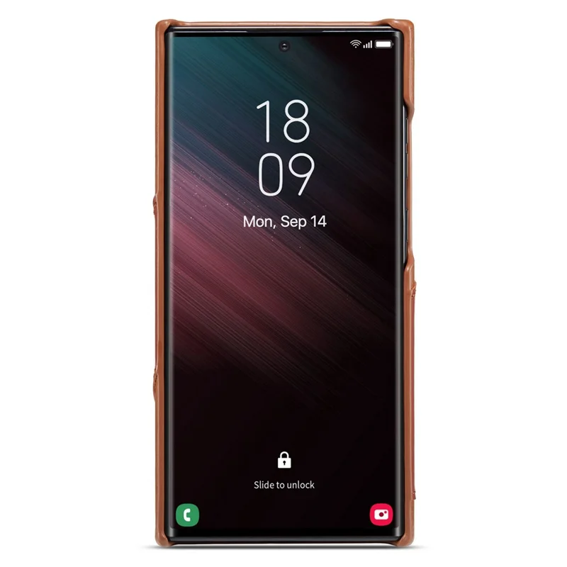 FIERRE SHANN Per Samsung Galaxy S23 Ultra Kickstand Phone Case Custodia in Vera Pelle Rivestita Slot per Schede PC - Marrone