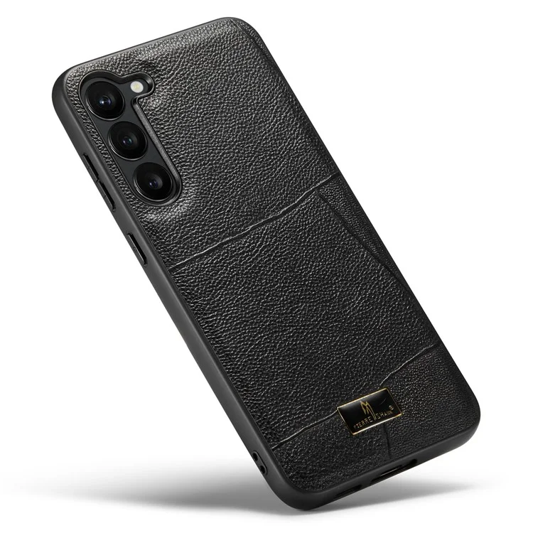 FIERRE SHANN Pour Samsung Galaxy S23 Étui pour téléphone portable Décoration matérielle Cuir PU+TPU - Motif rayé Litchi