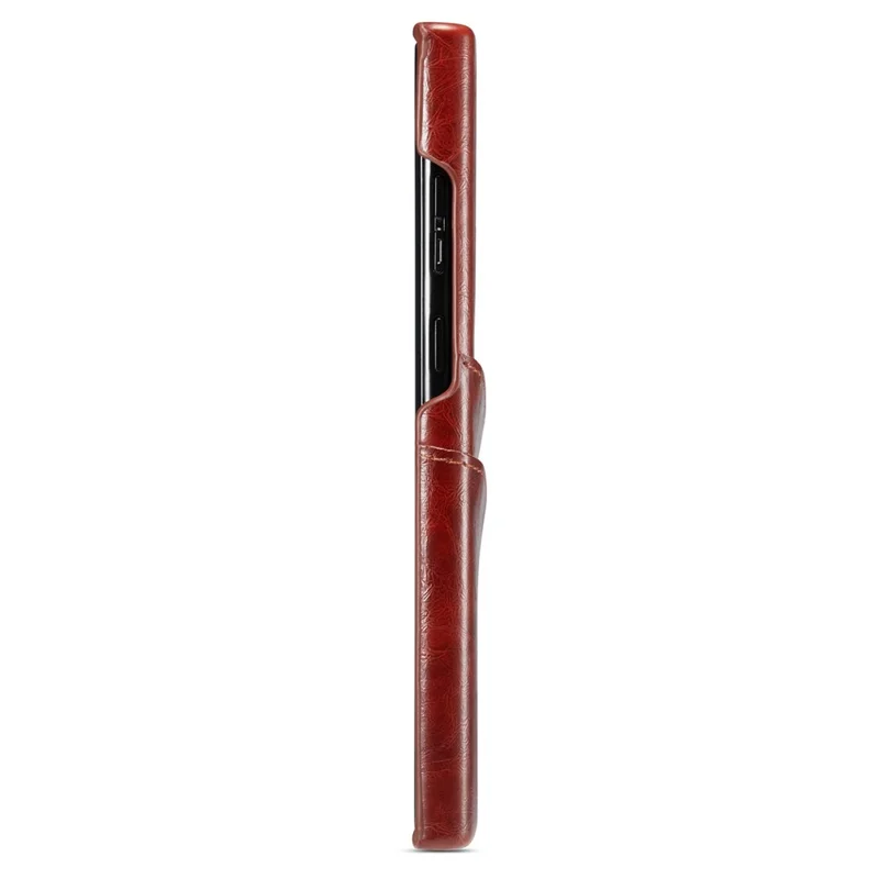 FIERRE SHANN For Samsung Galaxy S23 Phone Protective Cover Card Slots Oil Wax PU Leather+PC Phone Case - Brown