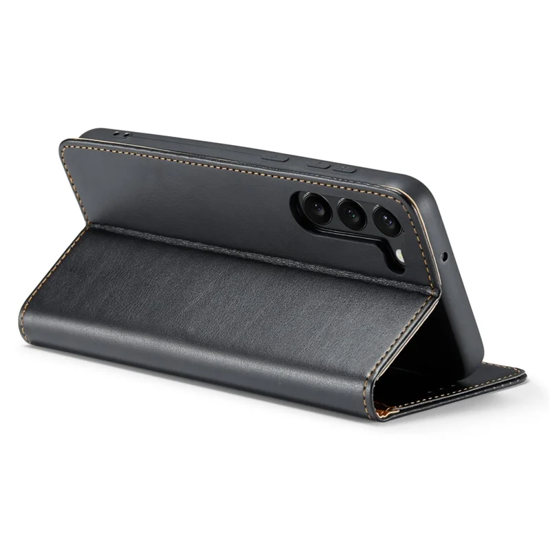FIERRE SHANN para Samsung Galaxy S23 Phone Stand Case Wallet Protective Leather Phone Cover - Preto