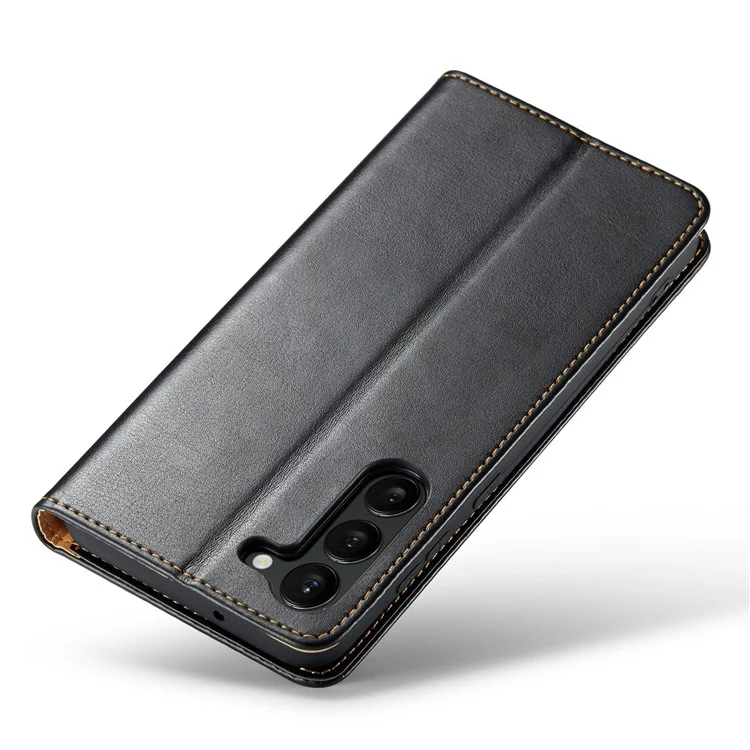 FIERRE SHANN para Samsung Galaxy S23+ Stand Wallet Phone Case PU Leather Smartphone Cover - Preto