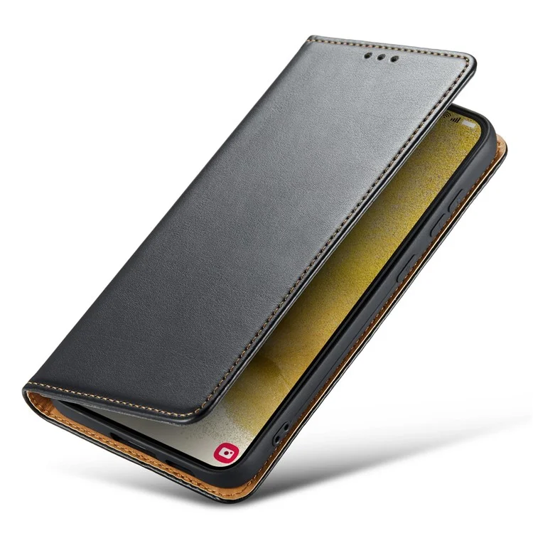 FIERRE SHANN para Samsung Galaxy S23+ Stand Wallet Phone Case PU Leather Smartphone Cover - Preto