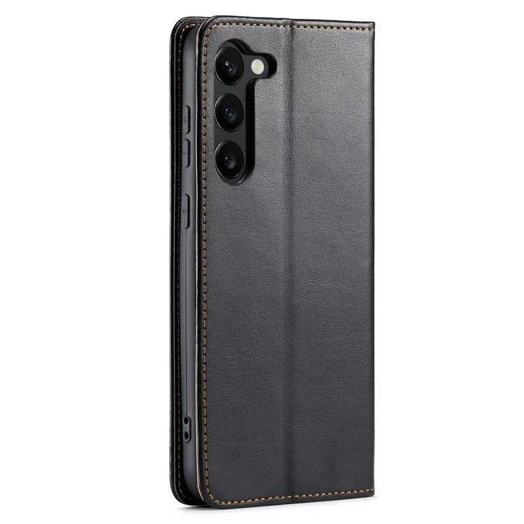 FIERRE SHANN para Samsung Galaxy S23+ Stand Wallet Phone Case PU Leather Smartphone Cover - Preto