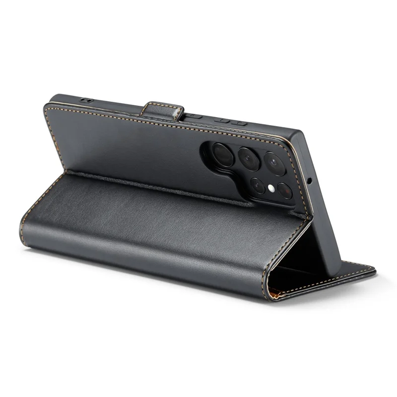 FIERRE SHANN per Samsung Galaxy S23 Ultra Cell Phone Stand Case PU Leather Wallet Phone Cover - Nero