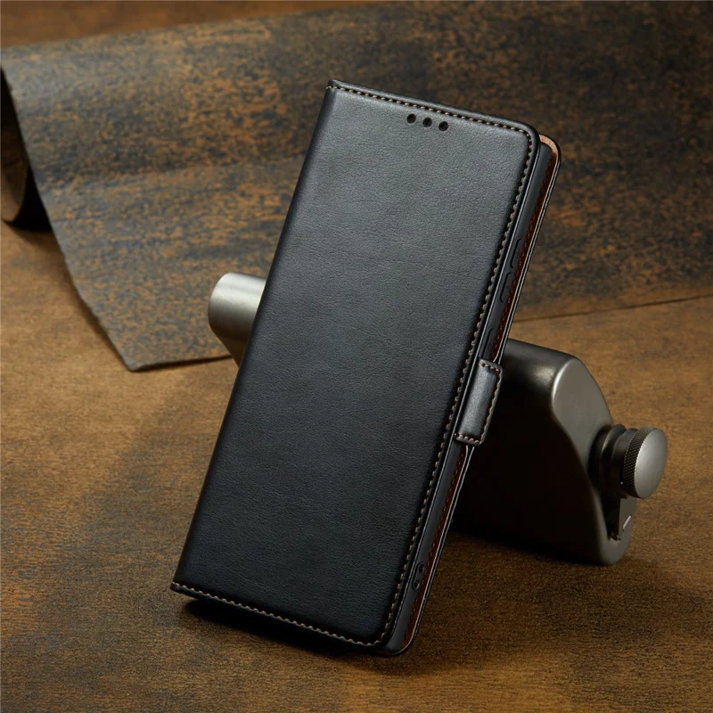 FIERRE SHANN per Samsung Galaxy S23 Ultra Cell Phone Stand Case PU Leather Wallet Phone Cover - Nero