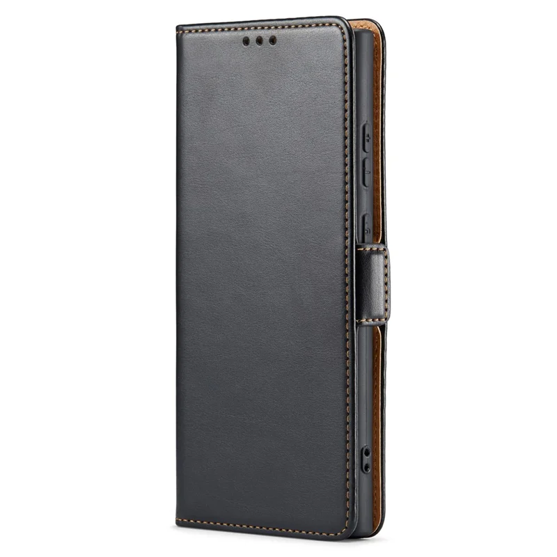 FIERRE SHANN per Samsung Galaxy S23 Ultra Cell Phone Stand Case PU Leather Wallet Phone Cover - Nero