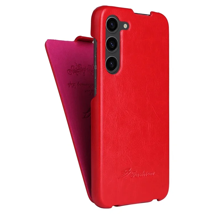 Für Samsung Galaxy S23 Vertical Flip Cover PU Leder Crazy Horse-Textur Handyhülle - Rot