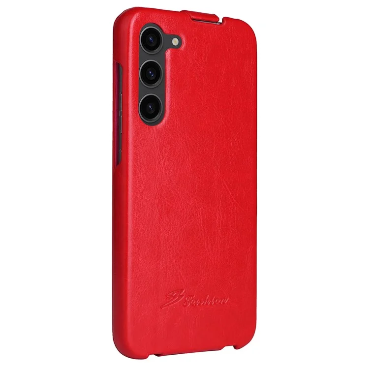 Für Samsung Galaxy S23 Vertical Flip Cover PU Leder Crazy Horse-Textur Handyhülle - Rot