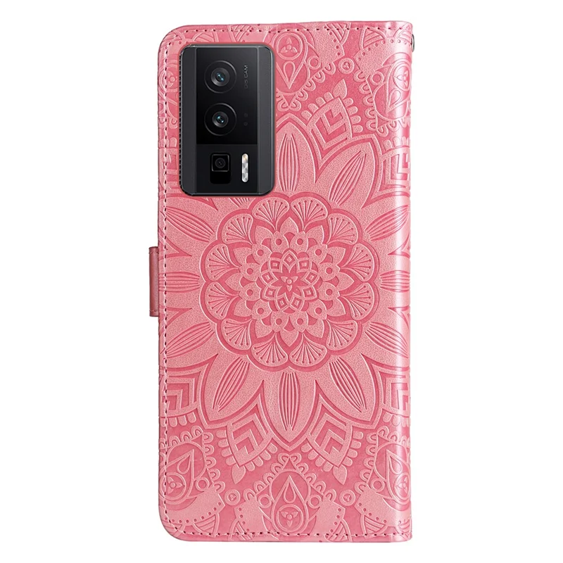 For Xiaomi Poco F5 Pro 5G / Redmi K60 Pro 5G / K60 5G Cell Phone Case Sunflower Imprinted Wallet Stand  Leather Cover - Pink
