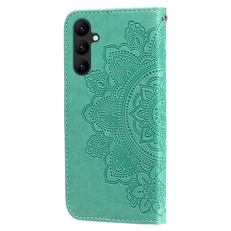 For Samsung Galaxy A24 4G (162.1 x 77.6 x 8.3mm) Case Floral Pattern PU Leather Wallet Stand Phone Cover - Green