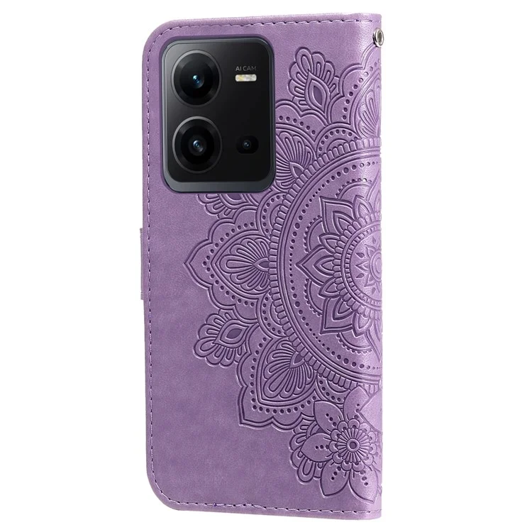 For vivo V25 5G / V25e 4G Case Floral Pattern PU Leather Wallet Stand Phone Cover - Purple