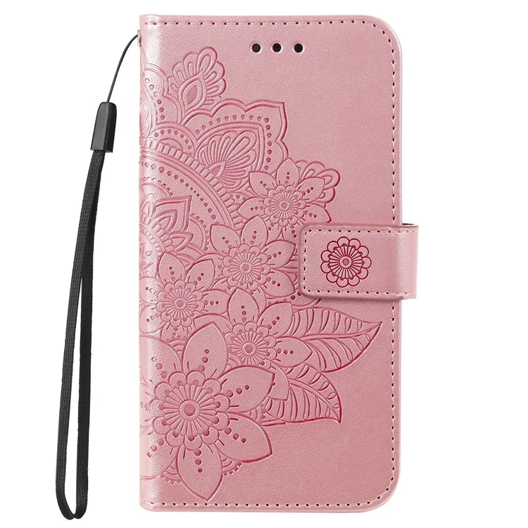 Per vivo Y02 4G Anti-Graffio Cover per Telefono Fiore Imprimendo Custodia Portafoglio in Pelle con Cinturino - Rosa