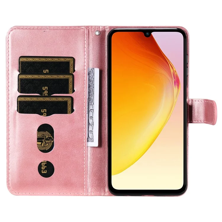Para vivo V25 5G / V25e 4G Calf Texture PU Leather Wallet Phone Case Zipper Pocket Flip Stand Cover - Pink