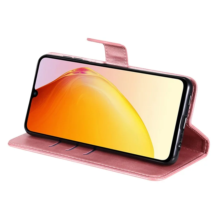Para vivo V25 5G / V25e 4G Calf Texture PU Leather Wallet Phone Case Zipper Pocket Flip Stand Cover - Pink