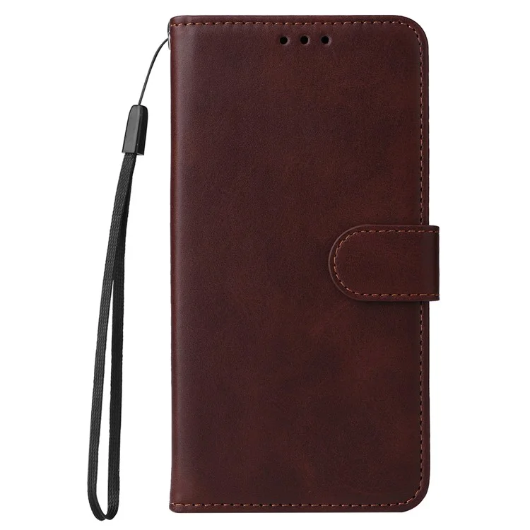 Für Xiaomi Redmi 12C 4G / 11A 4G Kalbleder-Smartphone-Cover PU-Leder-Brieftasche Handyhalterung - Braun
