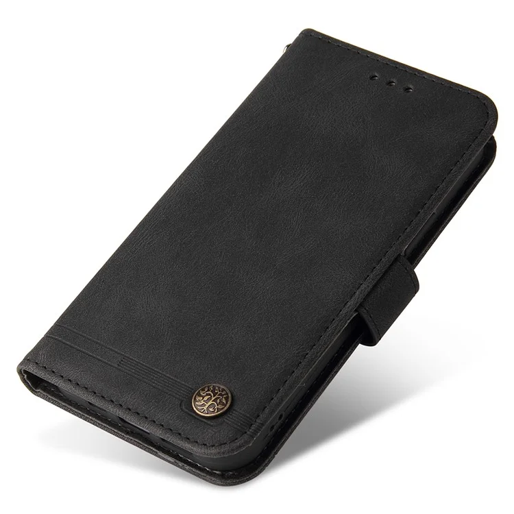 Pour vivo V25e 4G / V25 5G Skin-touch Feeling Leather Phone Case Tree Pattern Imprinted Lines Cover Stand Wallet - Noir