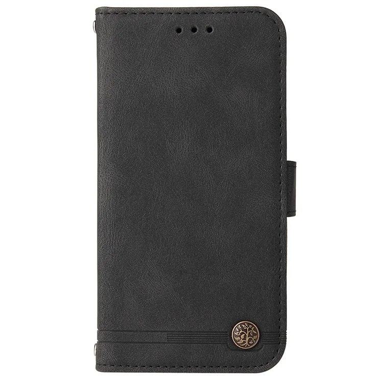 Pour vivo V25e 4G / V25 5G Skin-touch Feeling Leather Phone Case Tree Pattern Imprinted Lines Cover Stand Wallet - Noir
